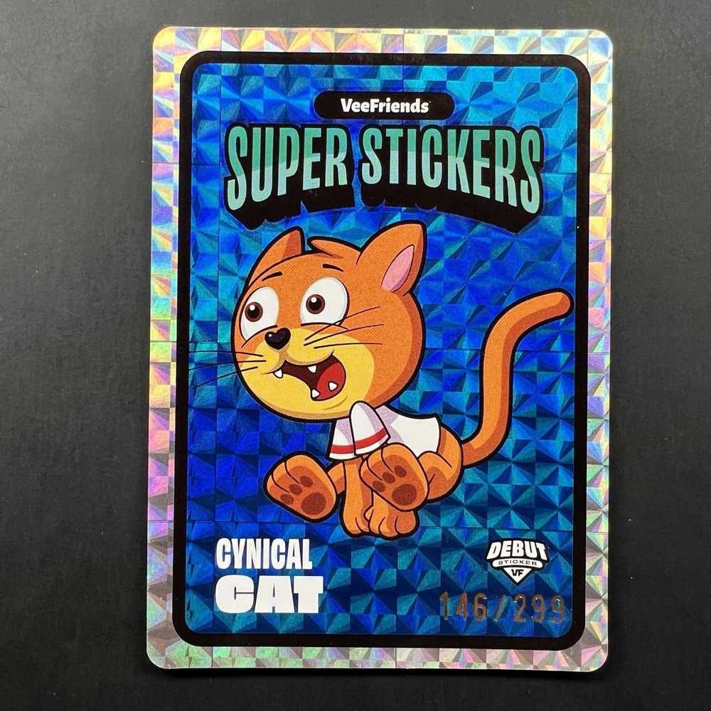 2026 VeeFriends Super Stickers Debut Cynical Cat /299 Blue